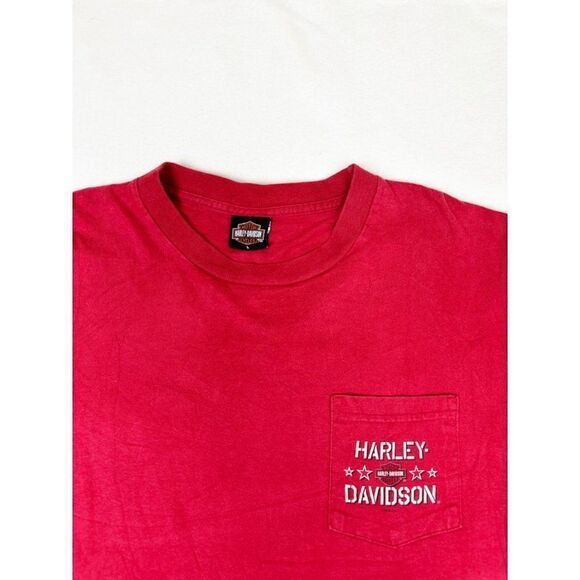 Vintage Y2K 2004 Harley Davidson T-Shirt Large Red Long Sleeve Temple Texas - Picture 4 of 11